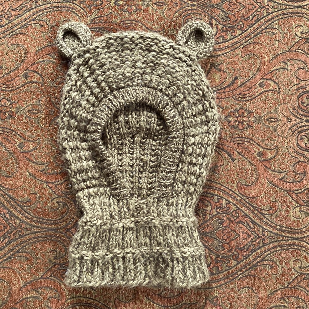 Andes Gifts kids balaclava alpaca acrylic hat soft brown bear ears like new O/S